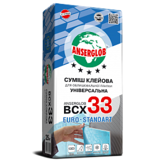 Суміш клейова для облицювальної плитки "BCX-33" "ANSERGLOB" 25 кг