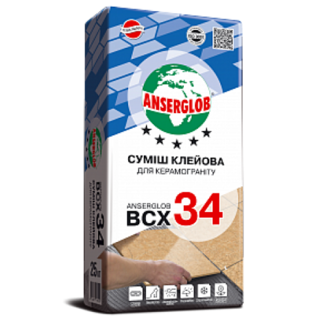 Суміш клейова для керамограніту "BCX-34" "ANSERGLOB" 25 кг