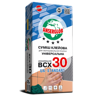 Суміш клейова для облицювання керамічної плитки "BCX-30" "ANSERGLOB" 25 кг