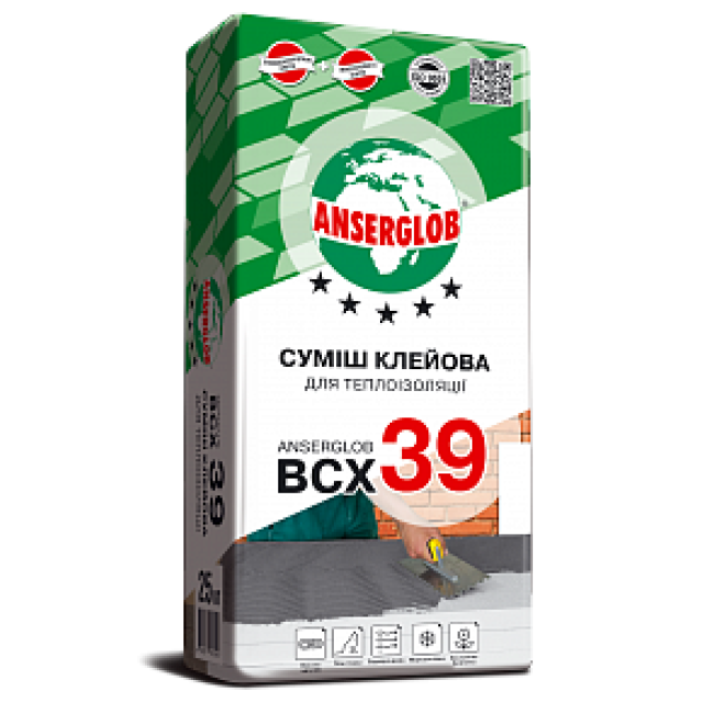 Клейова суміш для теплоізоляції "BCX 39" "ANSERGLOB" 25 кг