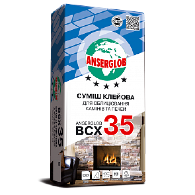 Суміш клейова для камінів і печей "ВСХ-35" "ANSERGLOB" 25 кг