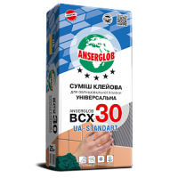 Суміш клейова для облицювання керамічної плитки "BCX-30" "ANSERGLOB" 25 кг