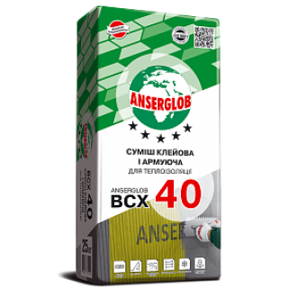 Суміш клейовий та армуючий для теплоізоляції "ВСХ 40" "ANSERGLOB" 25 кг