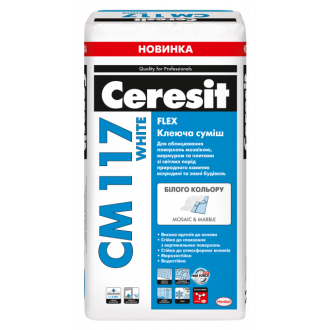 Клеюча суміш для мармуру і мозайки "CERESIT" CM 117 WHITE FLEX 25 кг