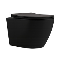 Унітаз підвісний Qtap Robin New Ultra Quiet безобідковий з сидінням Soft-close MATT BLACK QT13332381АSMB