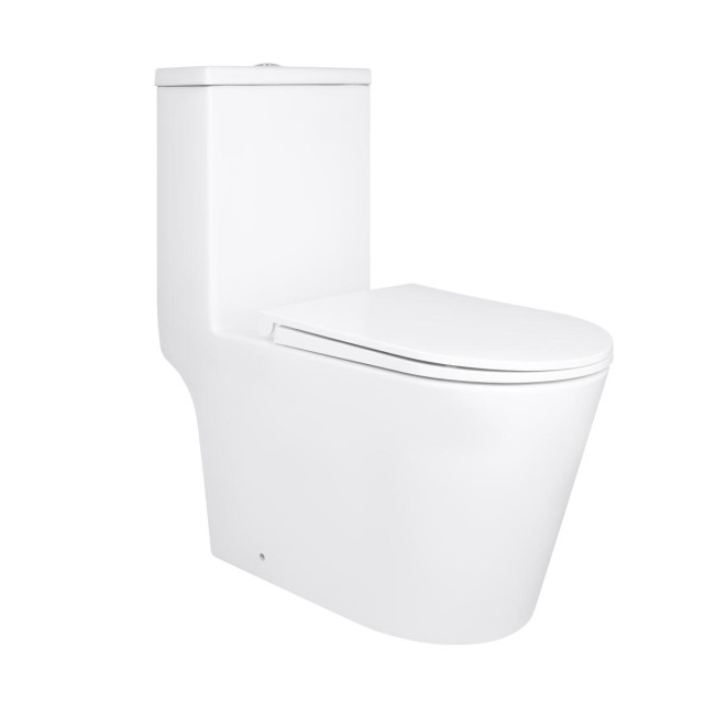 Унітаз-моноблок підлоговий Qtap Kolibri Ultra Quiet безобідковий з сидінням Soft-close WHITE QT10226380W