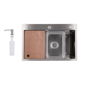 Мийка для кухні інтегрована Lidz Handmade H6845 Brushed Steel 3,0/1,0 мм LDH6845BRU49455