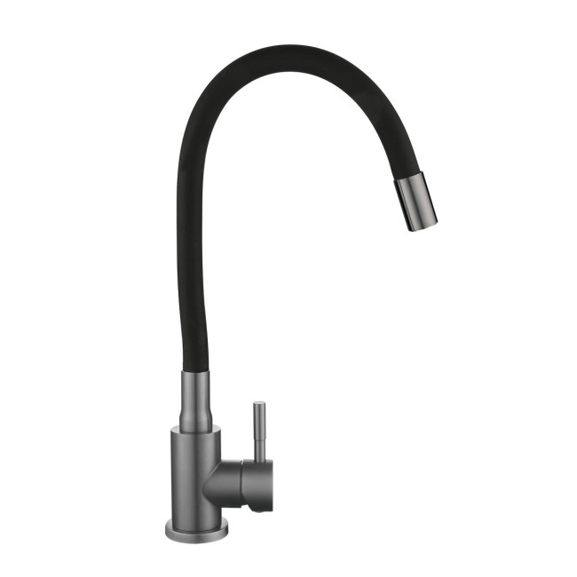 Змішувач для кухні Lidz Aria 015F3 (k35) з гнучким виливом LDARI015F3BGRP49564 Graphite/Black