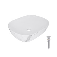 Раковина накладна Qtap Aquarius 470x380x120 мм, Marble, прямокутна, з донним клапаном QTAQA188MR49782