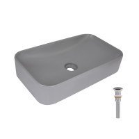 Раковина накладна Qtap Tern 610x350x135 мм, Stone grey, прямокутна, з донним клапаном QTTER188SG49789