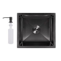 Мийка для кухні інтегрована під стільницю Lidz Handmade H4843B Brushed Black PVD 3,0/1,0 мм LDH4843BRUBLM49440