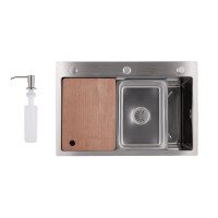 Мийка для кухні інтегрована Lidz Handmade H6845 Brushed Steel 3,0/1,0 мм LDH6845BRU49455