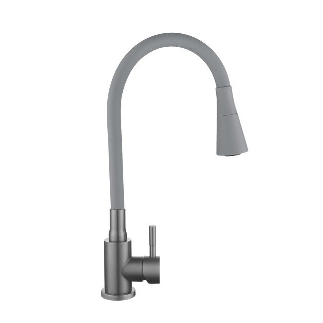 Змішувач для кухні Lidz Aria 015F31 (k35) з гнучким виливом LDARI015F31GGRP49567 Graphite/Grey