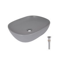 Раковина накладна Qtap Aquarius 470x380x120 мм, Stone grey, прямокутна, з донним клапаном QTAQA188SG49780