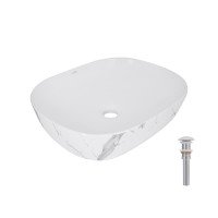 Раковина накладна Qtap Aquarius 470x380x120 мм, Marble, прямокутна, з донним клапаном QTAQA188MR49782