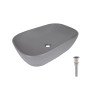 Раковина накладна Qtap Robin 600x390x150 мм, Stone grey, прямокутна, з донним клапаном QTROB188SG49786