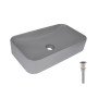 Раковина накладна Qtap Tern 610x350x135 мм, Stone grey, прямокутна, з донним клапаном QTTER188SG49789