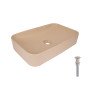 Раковина накладна Qtap Tern 610x350x135 мм, Beige, прямокутна, з донним клапаном QTTER188SB49790