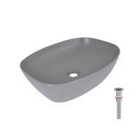 Раковина накладна Qtap Cardinal 500х380х140 мм, Stone grey, прямокутна, з донним клапаном QTCAR188SG49824