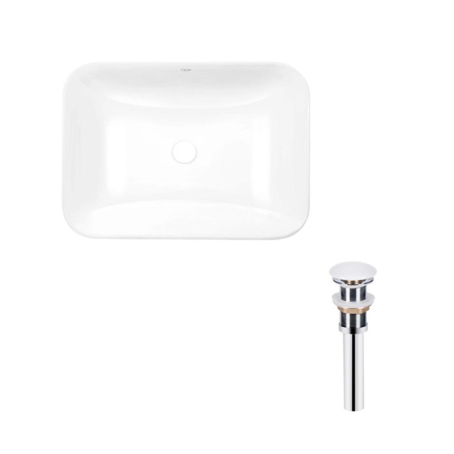 Комплект Qtap Scorpio: Раковина врізна прамокутна 615х390х150 мм White + Донний клапан PU02