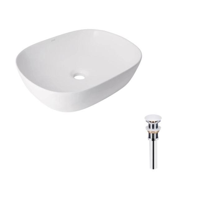 Комплект Qtap Aquarius: Раковина накладна прамокутна 470x380x120 мм White + Донний клапан PU02
