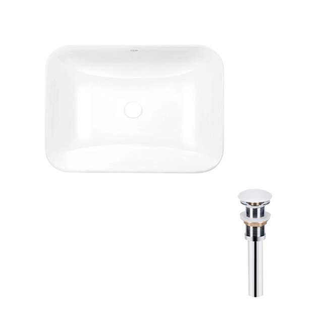 Комплект Qtap Scorpio: Раковина врізна прамокутна 615х390х150 мм White + Донний клапан PU02