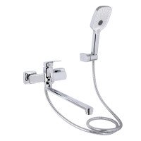Смеситель для ванны Qtap Tern с длинным поворотным изливом (c душевым гарнитуром) QTTER260CRM47587 Chrome