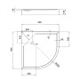 Душовий піддон Kapielka ST90x90x14 низький, напівкруглий, діаметр зливу 52 мм Lidz