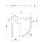 Lidz Душовий піддон KAPIELKA ST80x80x14 низький, напівкруглий, діаметр зливу 52 мм