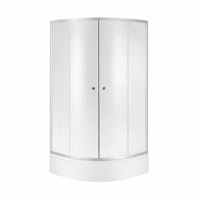 Душова кабіна Latwa SC90x90.SAT.MID.FR полукругла, скло Frost 4 мм + Душовий піддон KAPIELKA ST90x90x26, з панеллю Lidz