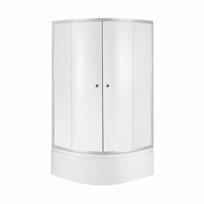 Душова кабіна Latwa SC90x90.SAT.HIGH.FR полукругла, скло Frost 4 мм + Душовий піддон KAPIELKA ST90x90x41, з панеллю Lidz