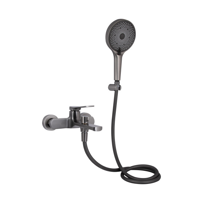 Смеситель для ванны Qtap Slavonice (c душевым гарнитуром) QTSLV259GMB48035 Gunmetal Black PVD