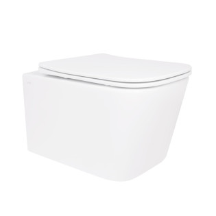 Унітаз підвісний Crow Rimless 485х340х330 мм, White, з сидінням Slim Duroplast/ Soft-close/ Quick Release QT05335171RW Qtap