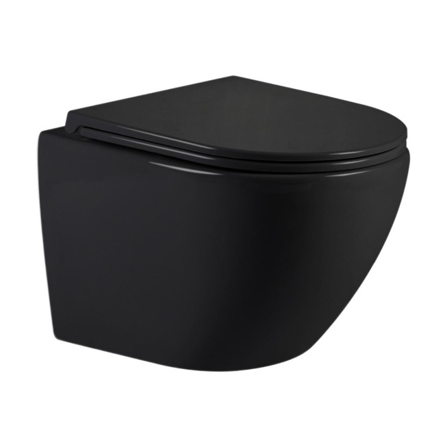 Унітаз підвісний Qtap Jay Ultra Quiet 485х360х320 мм, Matt Black, сидінням Slim Duroplast/ Soft-close/ Quick Relase QT07335177MB