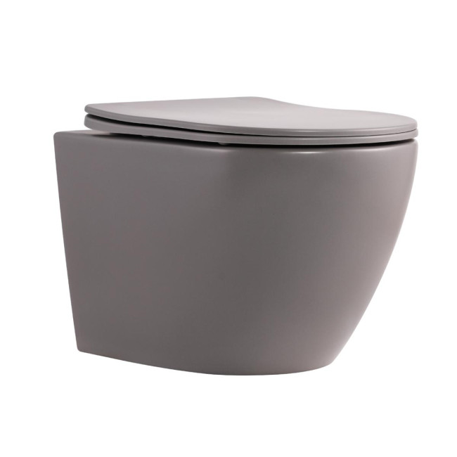 Унітаз підвісний Robin Ultra Quiet 490×365×325 мм, Stone Grey, з сидінням Slim Duroplast / Soft-close / Quick Release QT13332381АSSG Qtap