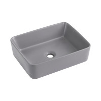 Раковина накладна Qtap Tern 480x370x135 мм, Stone grey, прямокутна, з донним клапаном QT17116069SG