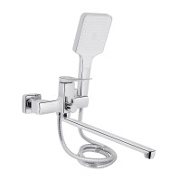 Смеситель для ванны Qtap Nando с длинным поворотным изливом и душевым гарнитуром QTNAN260CRM48652 Chrome