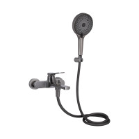 Смеситель для ванны Qtap Slavonice (c душевым гарнитуром) QTSLV259GMB48035 Gunmetal Black PVD