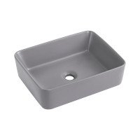Раковина накладна Qtap Tern 480x370x135 мм, Stone grey, прямокутна, з донним клапаном QT17116069SG