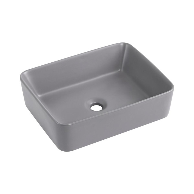 Раковина накладна Qtap Tern 480x370x135 мм, Stone grey, прямокутна, з донним клапаном QT17116069SG