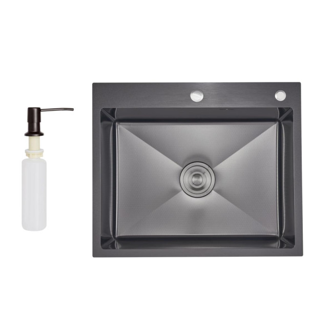 Lidz Handmade H6050HB Мийка для кухні інтегрована Decor Black PVD Honeycomb 2,5/0,5 мм LDH6050BDECPVD48371