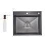 Lidz Handmade H6050HB Мийка для кухні інтегрована Decor Black PVD Honeycomb 2,5/0,5 мм LDH6050BDECPVD48371