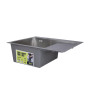 Мийка для кухні інтегрована Lidz Handmade H6350R крило праворуч (LDH6350BRUR45587) Brushed Steel 3,0/1,0 мм