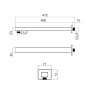 Кронштейн для верхнього душу Qtap Trubice 400 мм прямокутний QTTRU120BLM45929 Black Matt