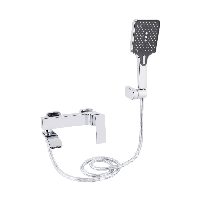 Смеситель для ванны Qtap Swan Cascada с поворотным изливом (c душевым гарнитуром) QTSWA260CRM45565 Chrome