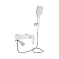 Смеситель для ванны Qtap Swan Cascada с поворотным изливом (c душевым гарнитуром) QTSWA260CRW45569 Chrome/White