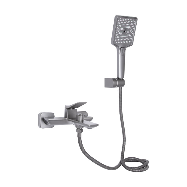Смеситель для ванны Qtap Presto (c душевым гарнитуром) QTPRE259GRP45584 Gunmetal Black