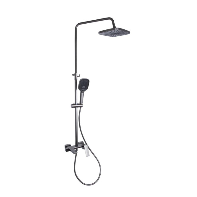 Душова система універсальна Qtap Gemini на три споживачі (з виливом) QTGEM111GMB45688 Gunmetal Black PVD