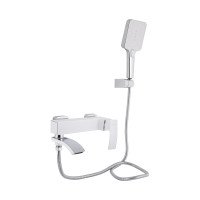 Смеситель для ванны Qtap Swan Cascada с поворотным изливом (c душевым гарнитуром) QTSWA260CRW45569 Chrome/White