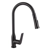 Смеситель для кухни Qtap Vlasta New с выдвижным изливом QTVLA344GMB45647 Gunmetal Black PVD